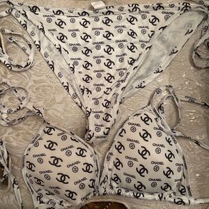 Chanel black and white print Bikini